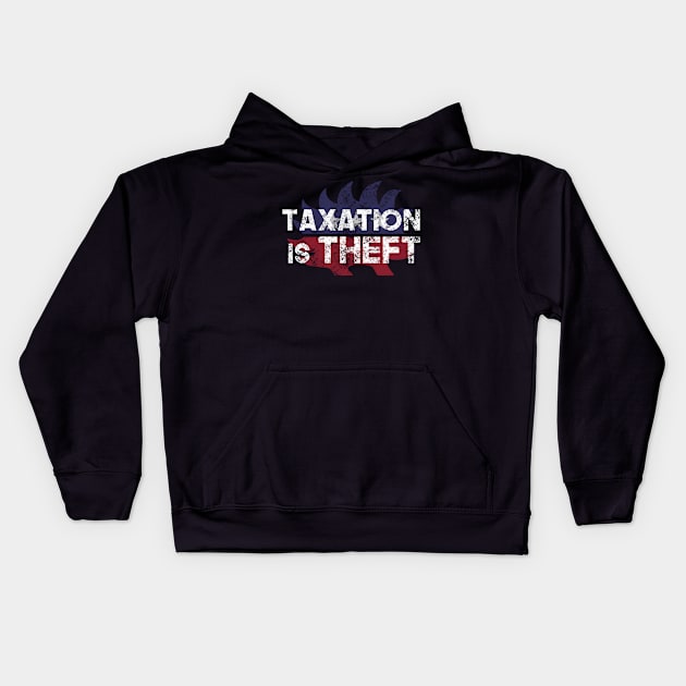 Libertarian Porcupine Taxation is theft - white Kids Hoodie by Tatted_and_Tired